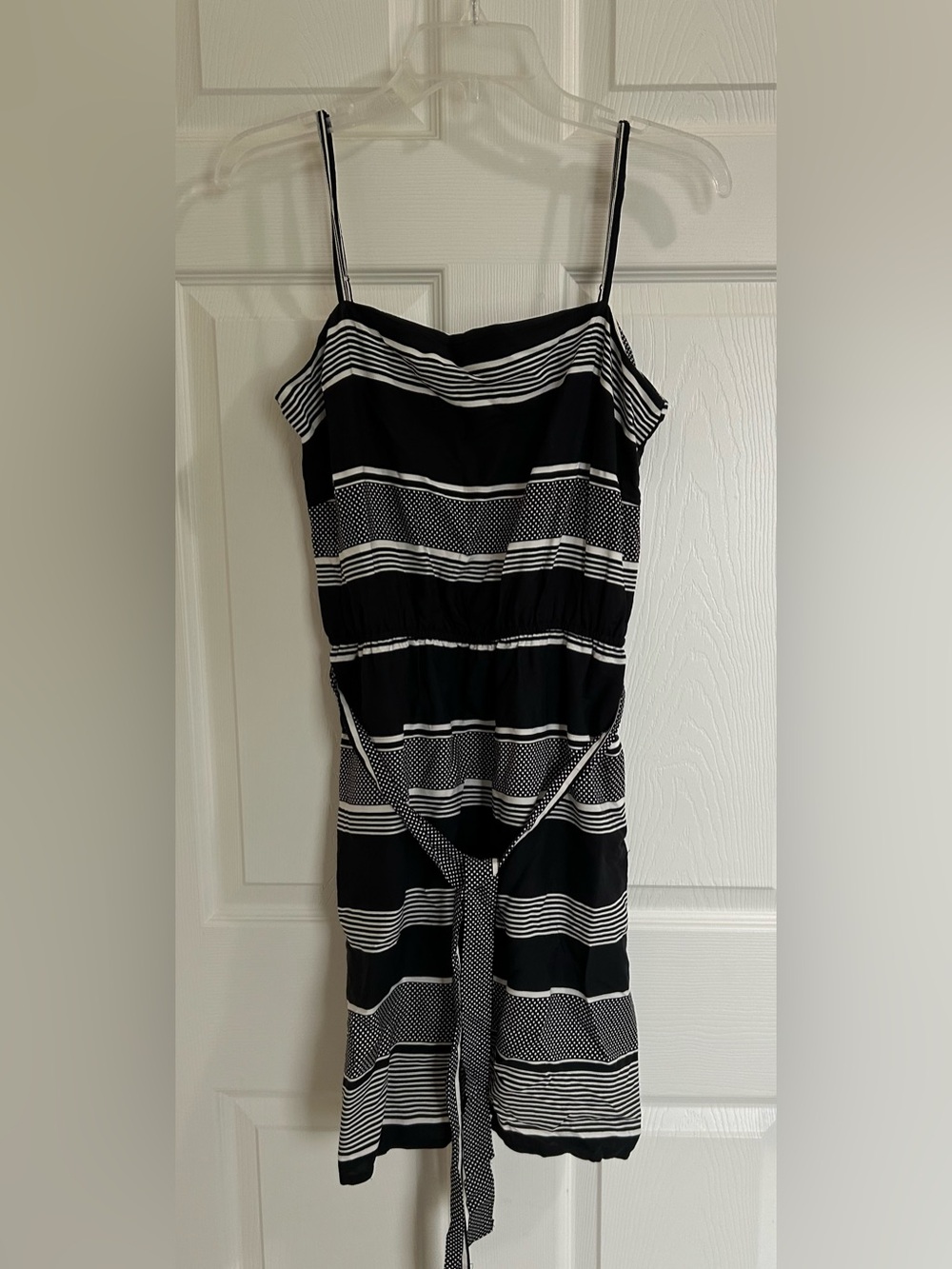 GAP Black and White Striped Midi Dress